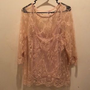 Lace Blush Pink top w/ cami underneath (attached)
